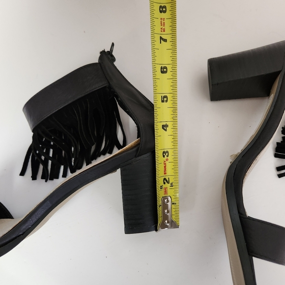 ASNY Women's Vivian High Heel Sandals Open Toe Shoes Black Fringe Ankle Strap 10 - Picture 8 of 12